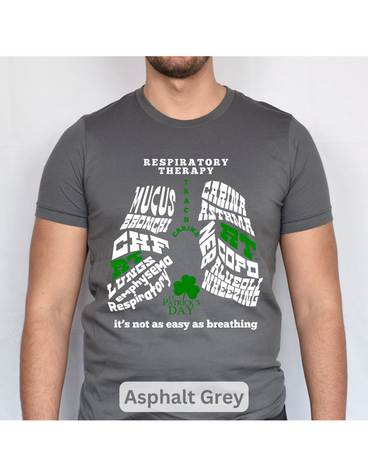 Respiratory Therapy St. Patrick's Day T-shirt RT Lung Word Collage