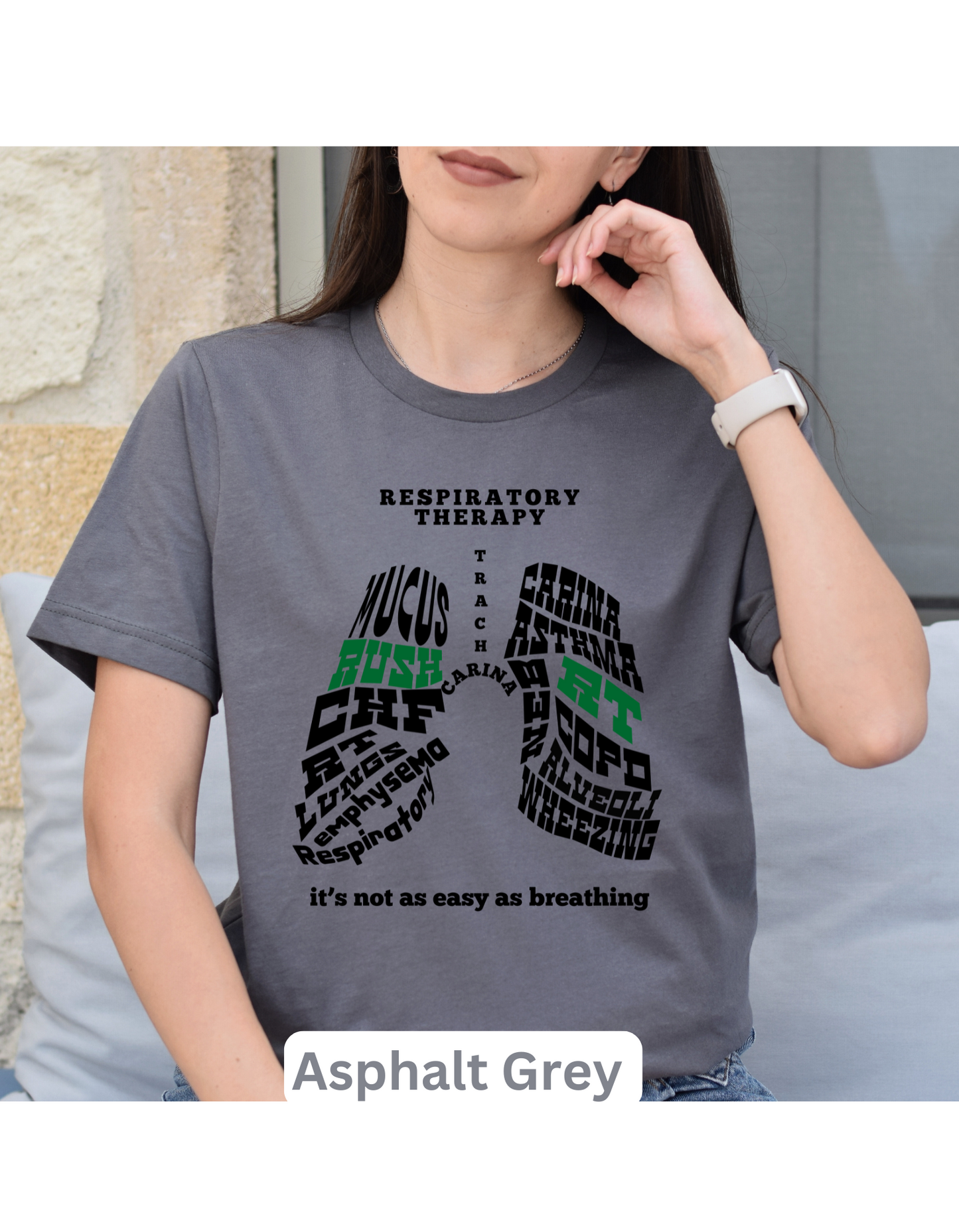 Respiratory Therapist T-shirt Word Lung Collage BELLA CANVAS 3001