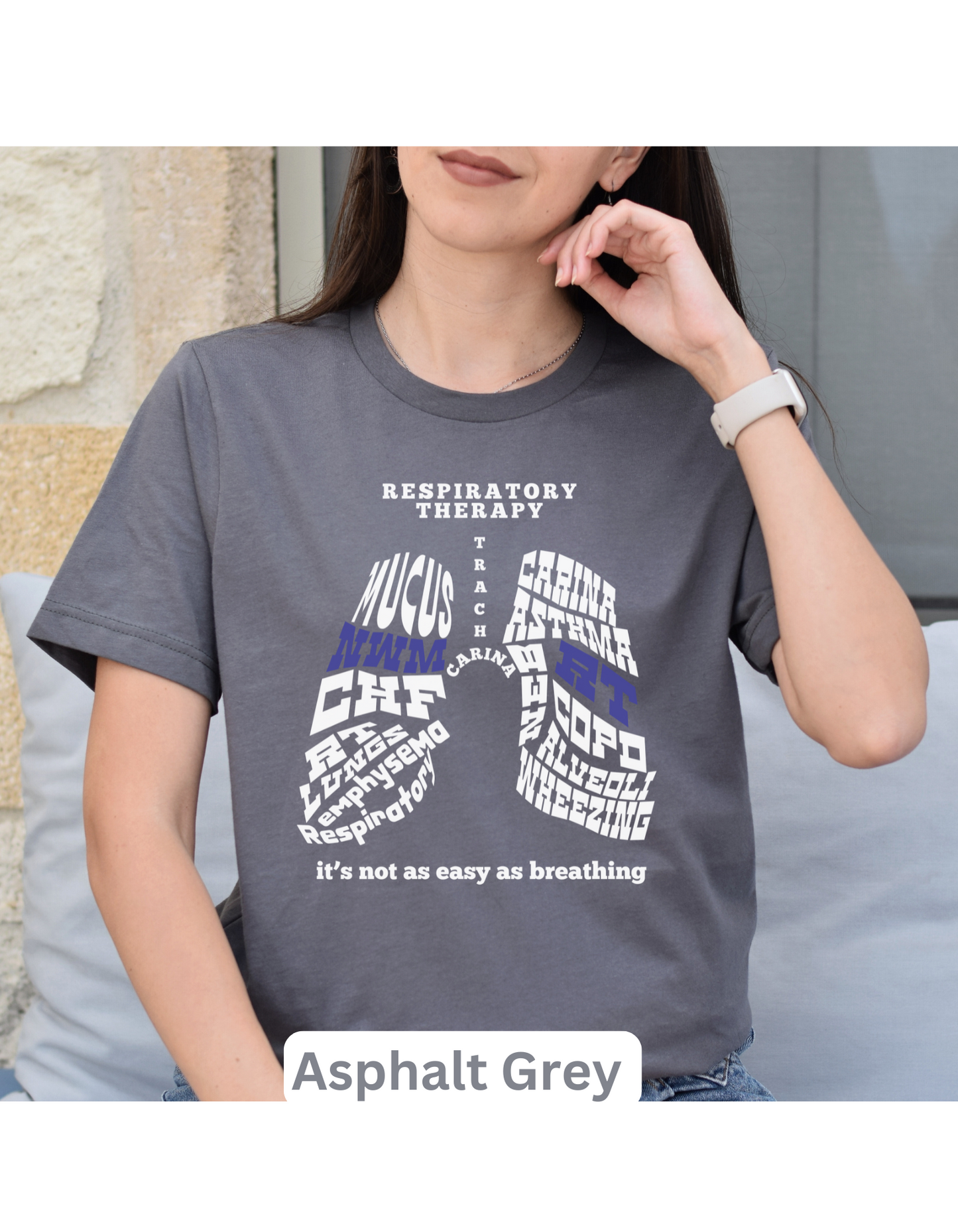 Respiratory Therapist T-shirt Word Lung Collage BELLA CANVAS 3001