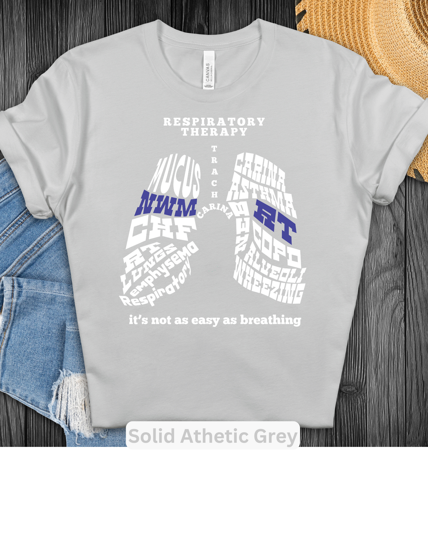 Respiratory Therapist T-shirt Word Lung Collage BELLA CANVAS 3001