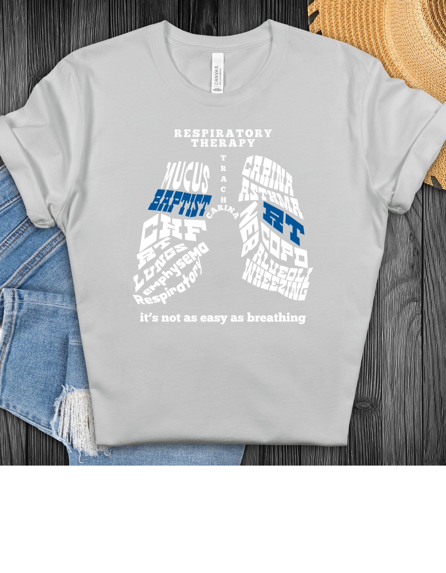 Respiratory Therapist T-shirt Word Lung Collage BELLA CANVAS 3001