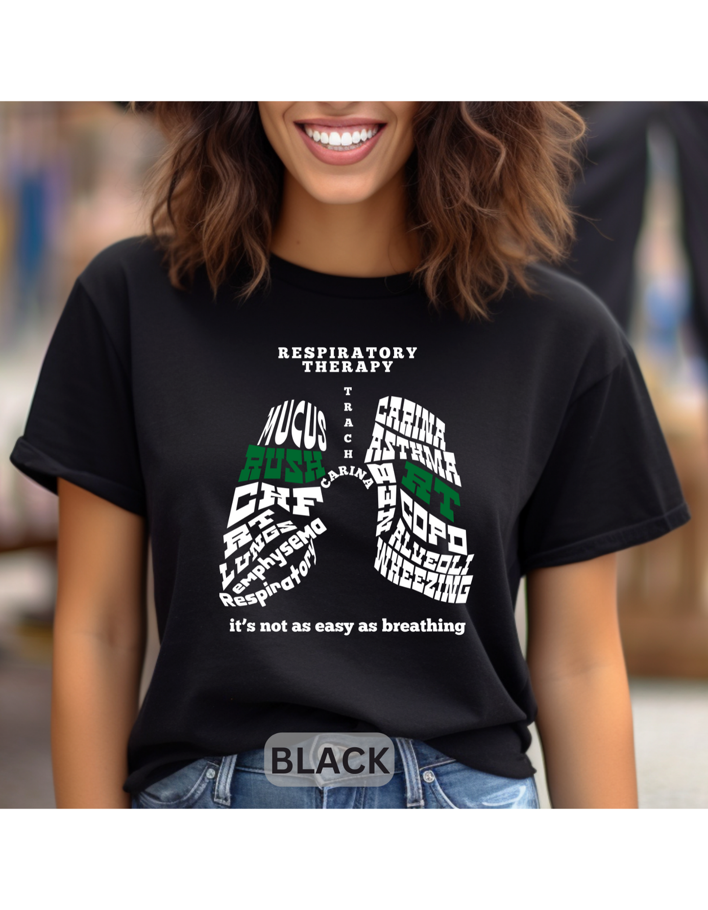 Respiratory Therapist T-shirt Word Lung Collage BELLA CANVAS 3001