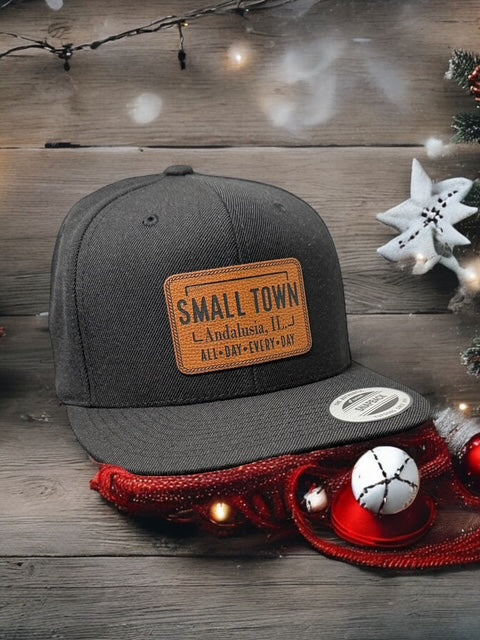 Pick any town you live in - Black hat with great looking Small Town (Andalusia) hat patch