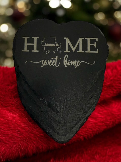 Day 6 of Daily Deals - Black Slate Coasters Morton, IL. Home Sweet Home