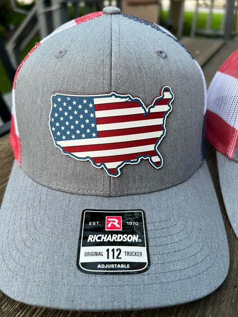 American Flag (Acrylic patch) on Richardson 112 structured hat with flag mesh