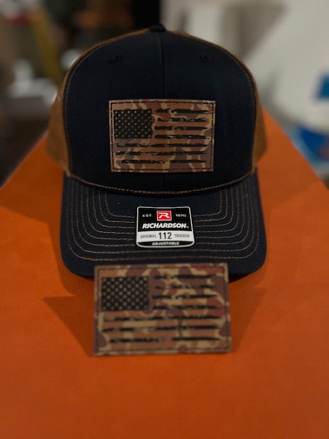 Richardson 112 Hat with American Flag Leatherette Hat Patch